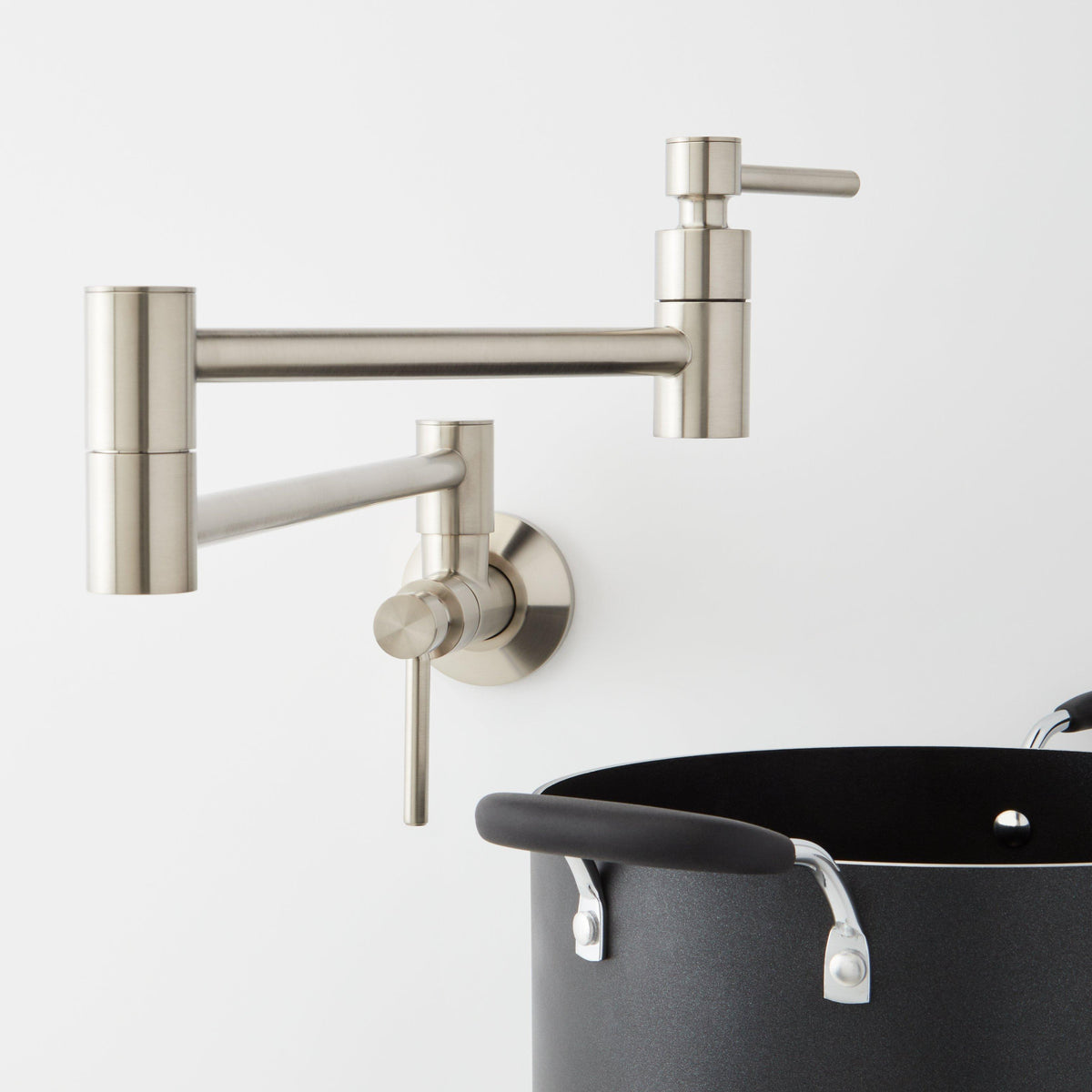 Modern Retractable Wall-Mount Pot Filler Faucet - Stainless Steel