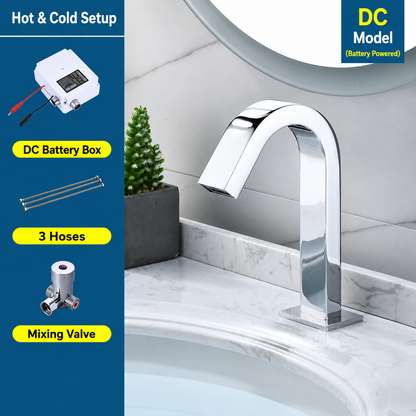 Touchless Bathroom Sink Faucet, Automatic Sensor Faucet with Hot and Cold Water