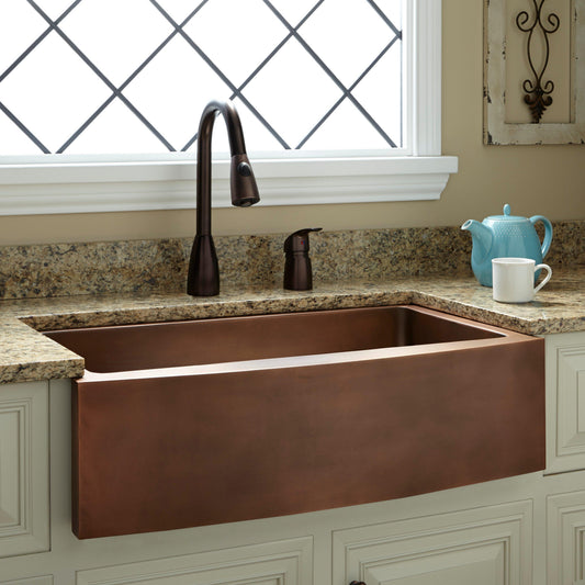 33" Curved Apron Copper Farmhouse Sink