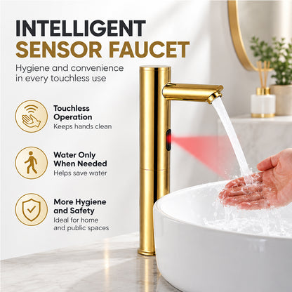 Touchless Bathroom Faucet for Vessel Sink with Hot and Cold Mixing Valve