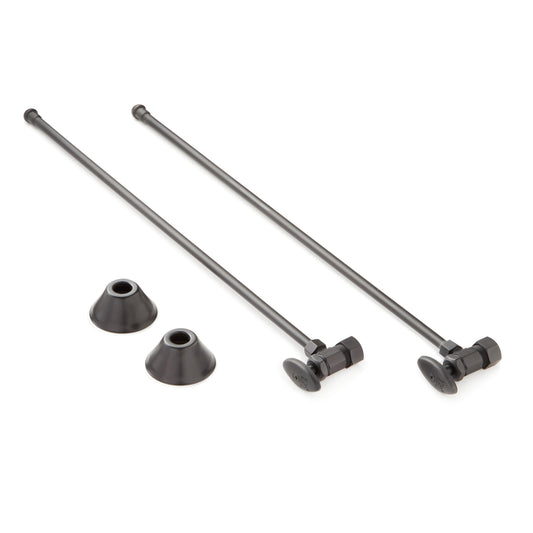 Bathroom Supply Kit with 5/8" OD X 3/8" OD Angle Stop - Matte Black