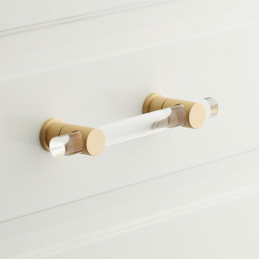 5-1/16" Acrylic Cabinet Pull - Clear/Satin Brass