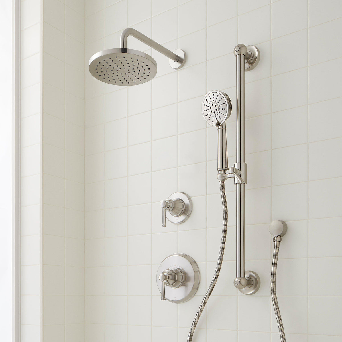 Pressure Balance Shower System with Slide Bar and Hand Shower - Brushed Nickel