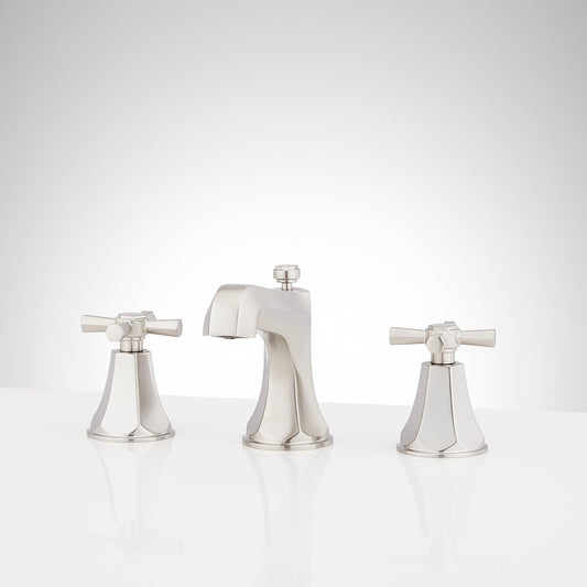 Widespread Bathroom Faucet - Cross Handles - Brushed Nickel