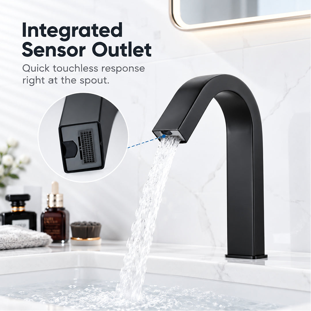 Touchless Bathroom Sink Faucet, Automatic Sensor Faucet with Hot and Cold Water