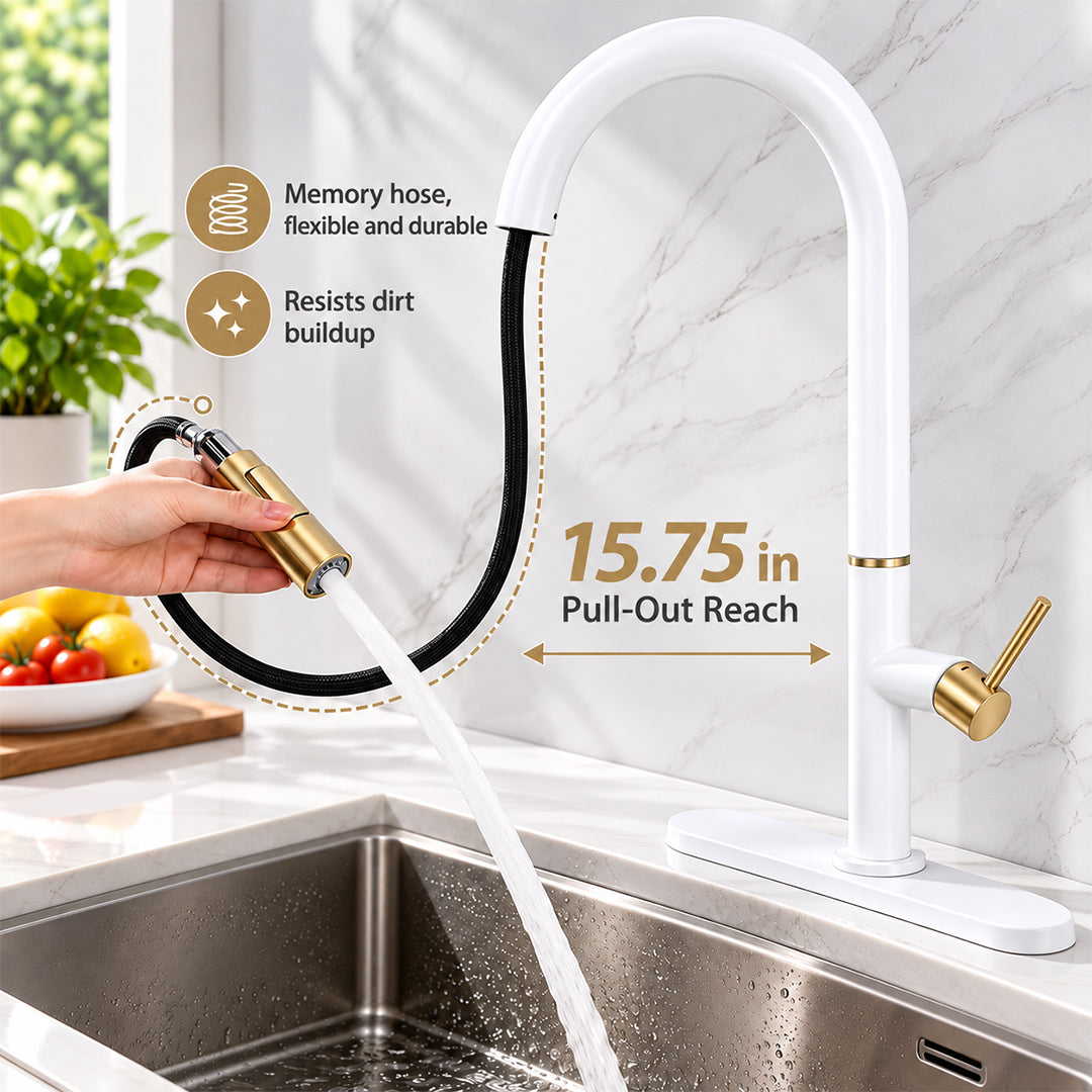 Touch Sensor Kitchen Faucet with Pull Out Sprayer, Single Handle, High Arc, Deck Plate