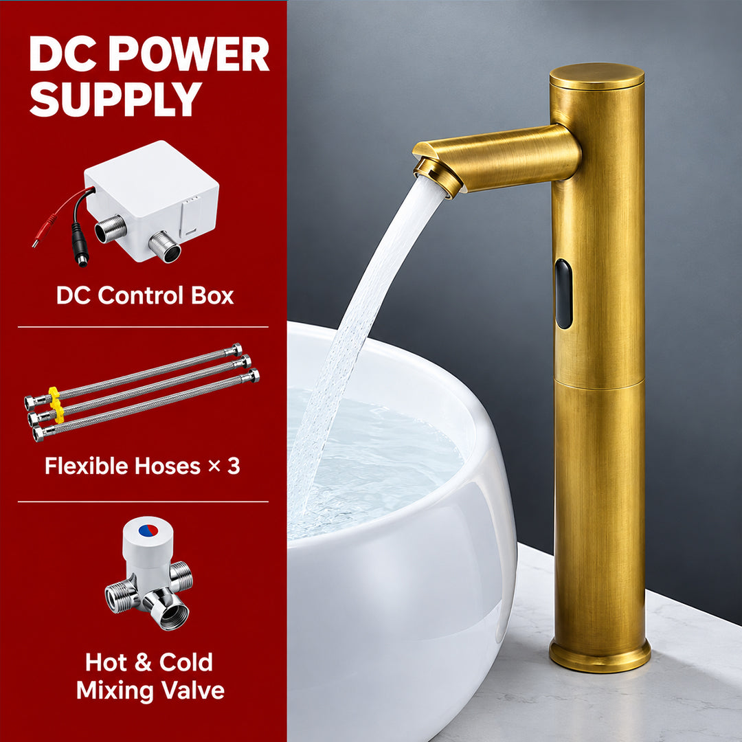 Touchless Bathroom Faucet for Vessel Sink with Hot and Cold Mixing Valve