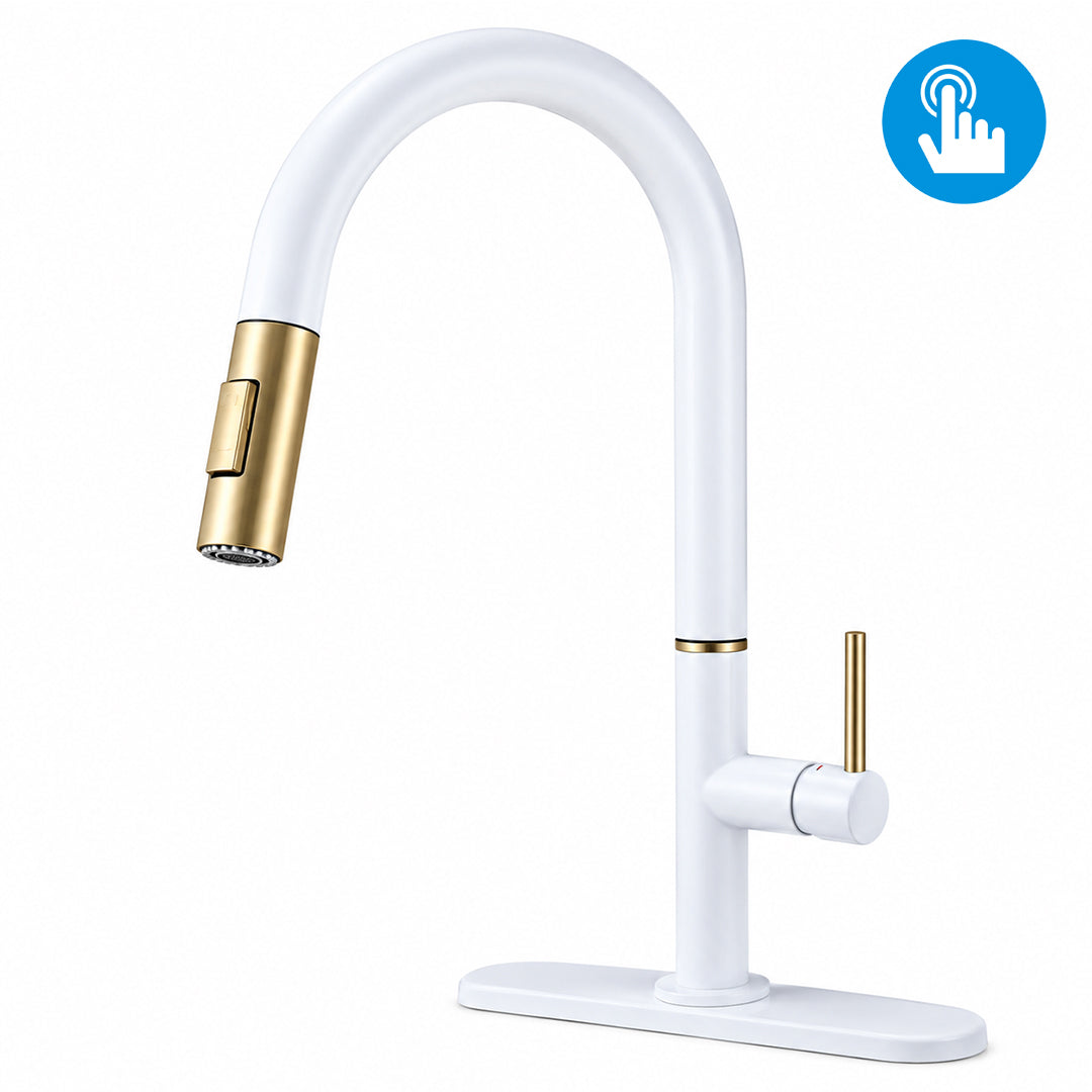Touch Sensor Kitchen Faucet with Pull Out Sprayer, Single Handle, High Arc, Deck Plate