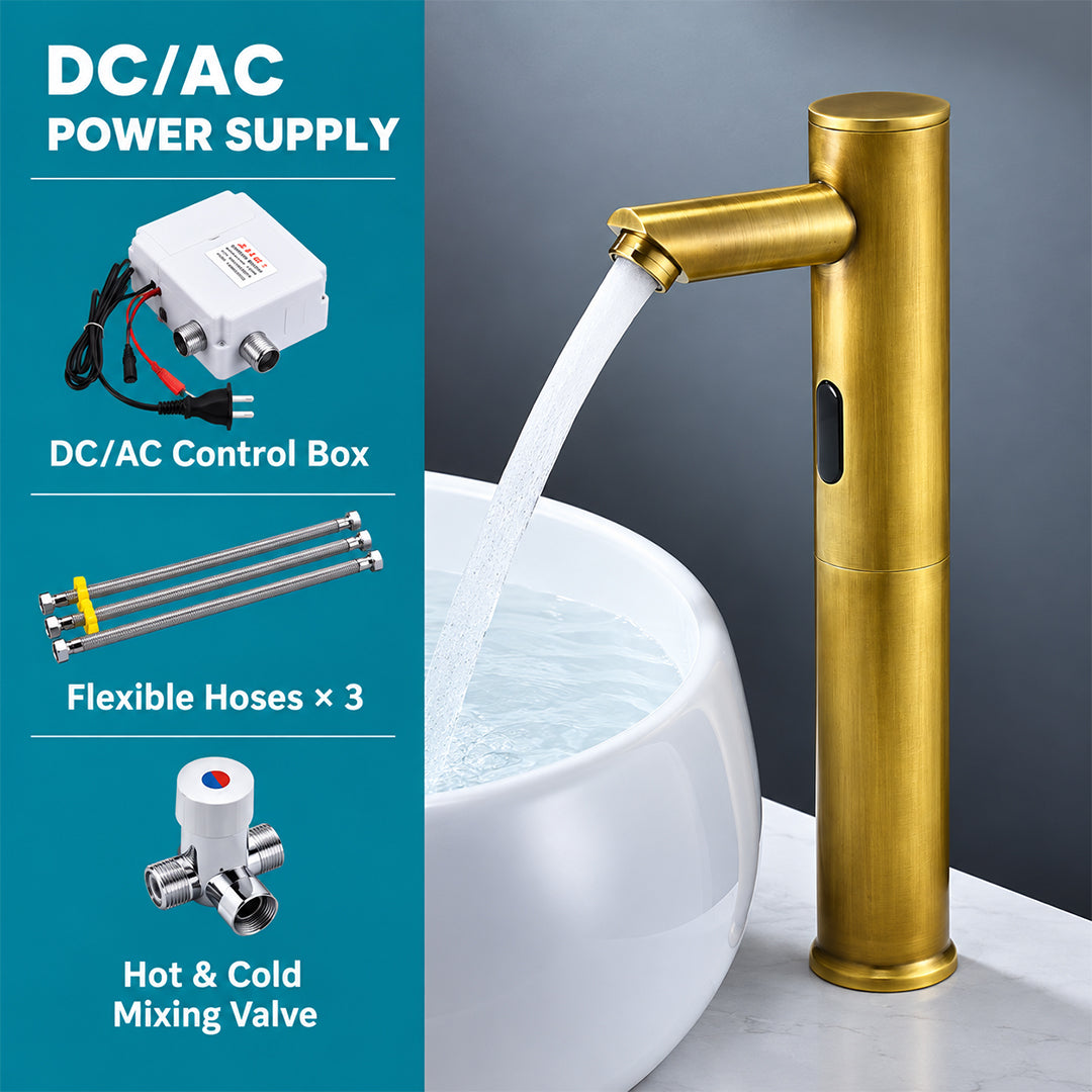 Touchless Bathroom Faucet for Vessel Sink with Hot and Cold Mixing Valve