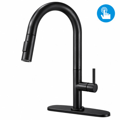 Touch Sensor Kitchen Faucet with Pull Out Sprayer, Single Handle, High Arc, Deck Plate