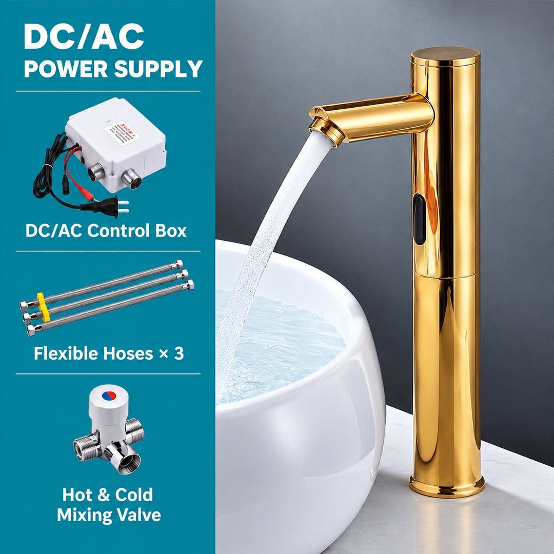 Touchless Bathroom Faucet for Vessel Sink with Hot and Cold Mixing Valve