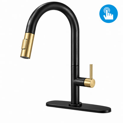Touch Sensor Kitchen Faucet with Pull Out Sprayer, Single Handle, High Arc, Deck Plate