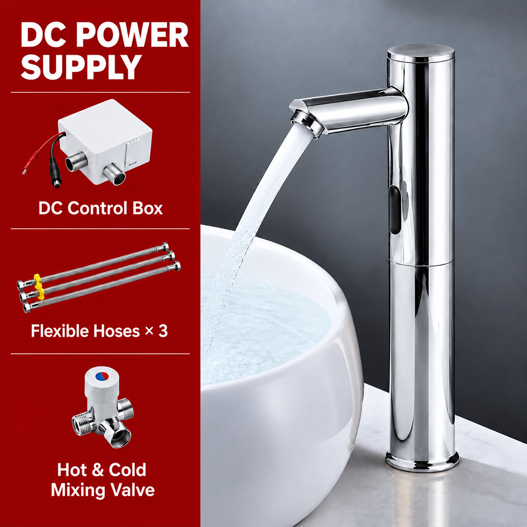 Touchless Bathroom Faucet for Vessel Sink with Hot and Cold Mixing Valve