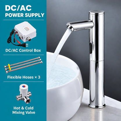 Touchless Bathroom Faucet for Vessel Sink with Hot and Cold Mixing Valve