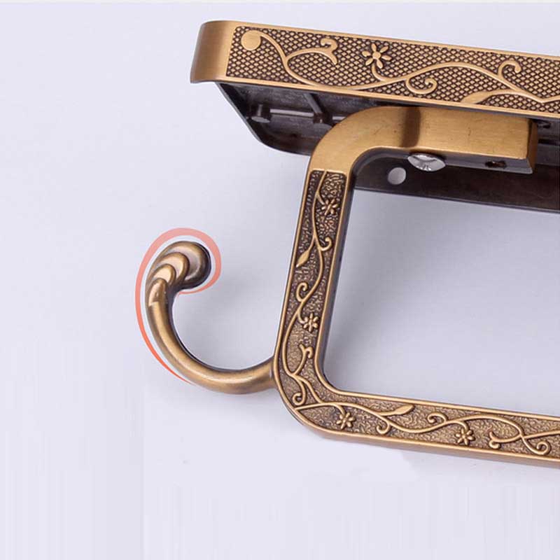 Decorative Toilet Paper Holder with Shelf - Antique Brass Finish